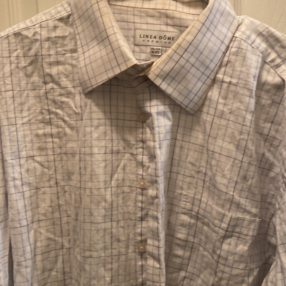 White and blue windowpane dress shirt (French Cuff) - Picture 4 of 4